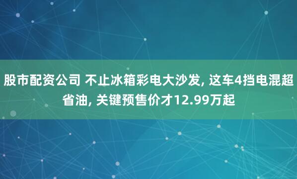 股市配资公司 不止冰箱彩电大沙发, 这车4挡电混超省油, 关键预售价才12.99万起